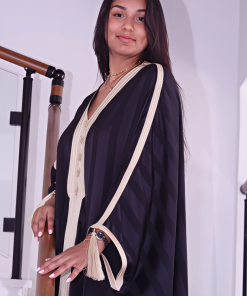 Jebba élégante en satin de soie noir