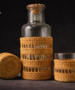SERVICE CARAFEE – 6 Verre Soufflé & Jonc Nature