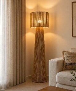 Lampadaire en Jute Naturel Tressé – Design Bohème Chic Élégant
