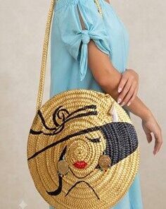 Sac Couffin Rond Artisanal "Portrait d’Artiste"