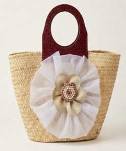 Sac Panier en Paille avec Fleur d'Orgueil