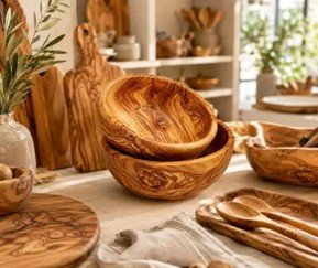 Objets artisanaux en bois d'olivier