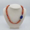 Collier artisanal Rivage Méditerranéen en perles orange et lapis-lazuli