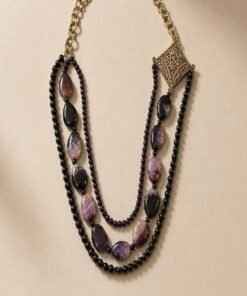Collier multirang Mystère Oriental en pierres violettes et argent filigrané