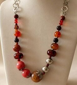 Collier artisanal Coucher de Soleil en tons orange et ambre