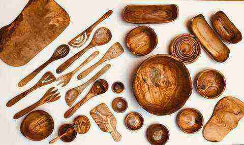 Bois d'olivier tunisien, objets artisanaux