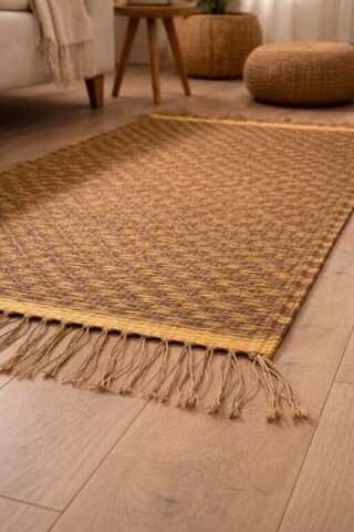 Tapis artisanal en jute et jonc naturel tressé